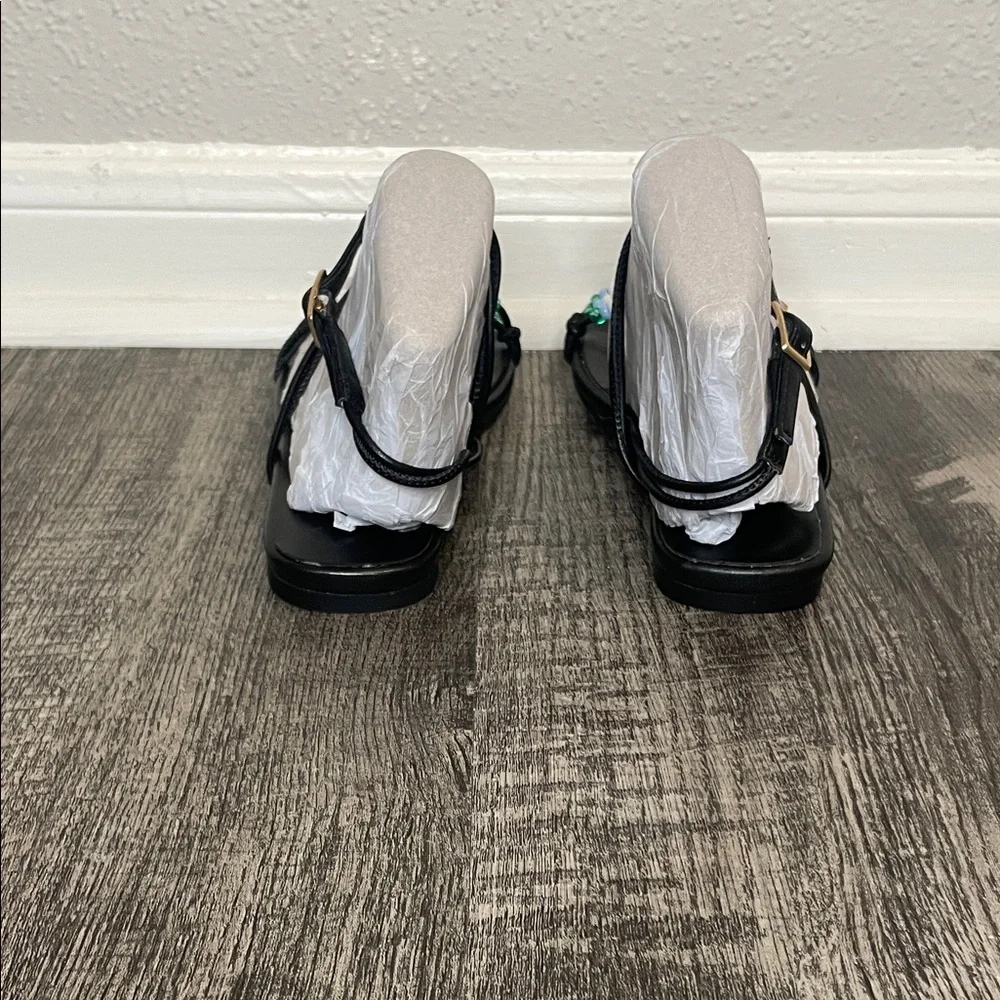 Colorful Beaded Black Sandals - Picture 4 of 6